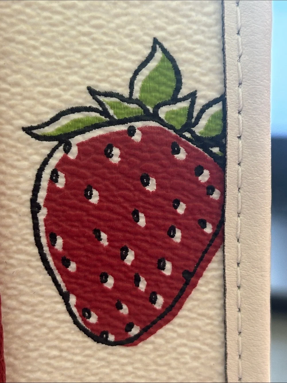 Coach Strawberry Print Canvas Tote with Pink Web Handles